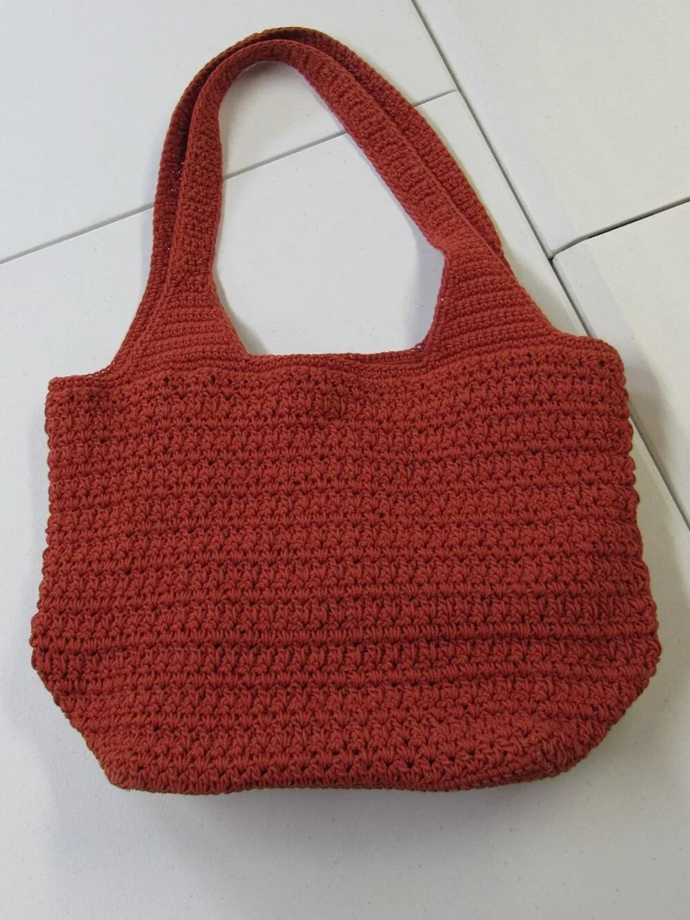 The Sak Orange Double Handle Lined Hobo Shoulder Bag